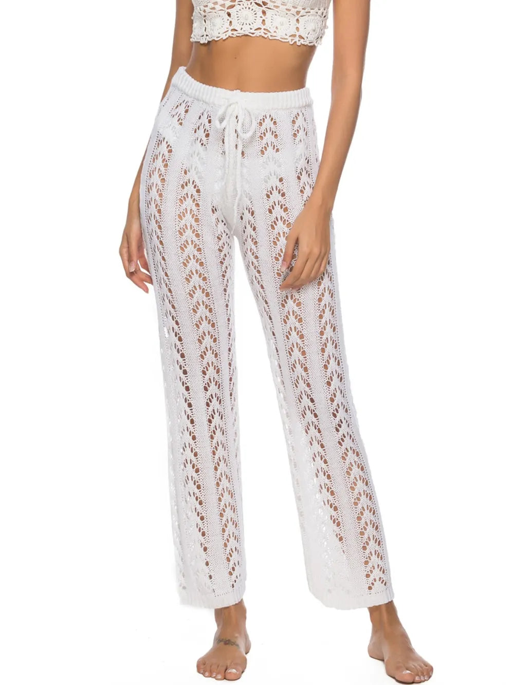 Cutout Drawstring High Waist Swim Pants - Premium Bottoms from Trendsi - Just $25! Shop now at Handbags Specialist Headquarter
