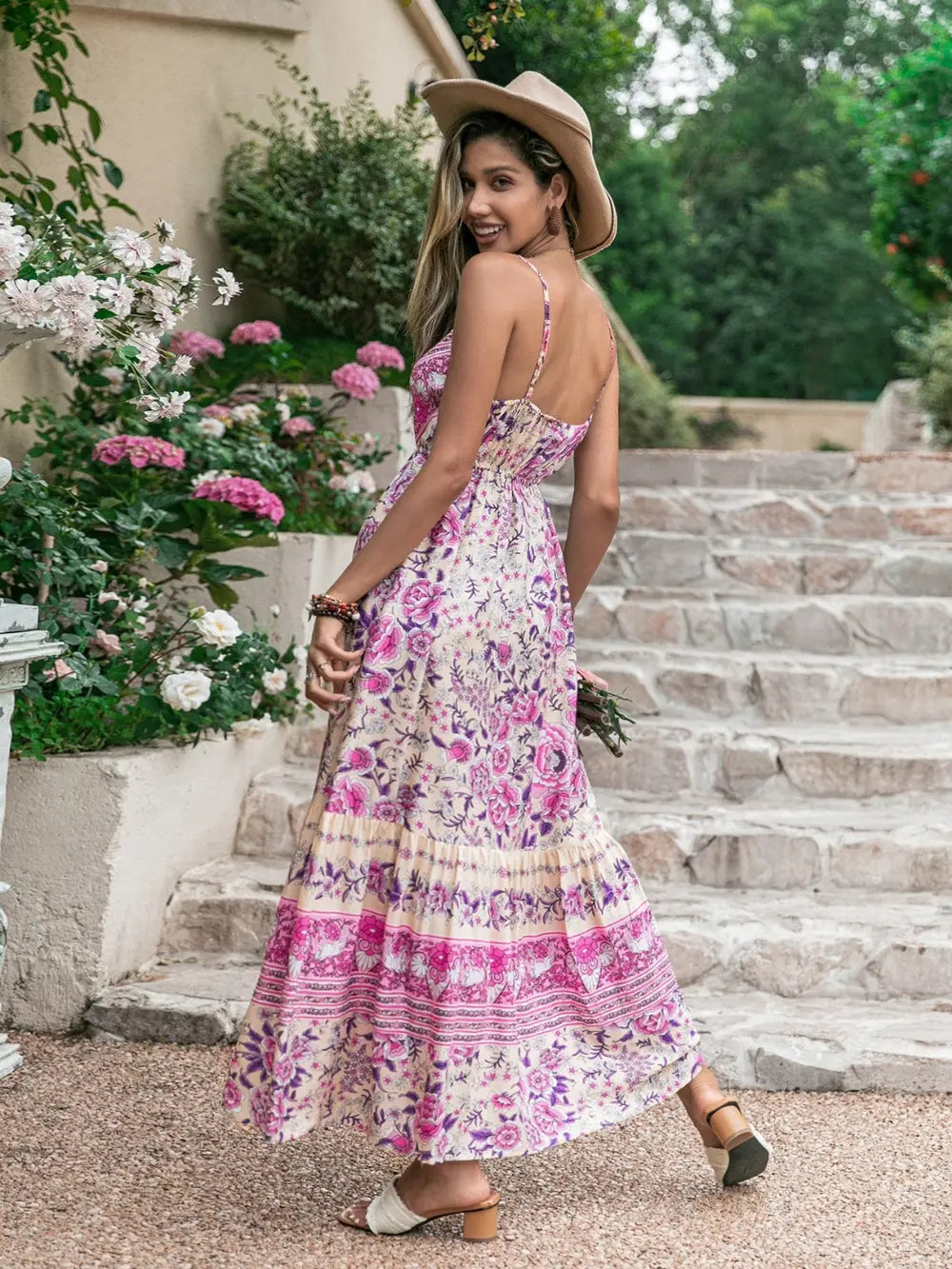 Tassel Printed V-Neck Maxi Dress - Premium Maxi Dress from Trendsi - Just $35.99! Shop now at Handbags Specialist Headquarter