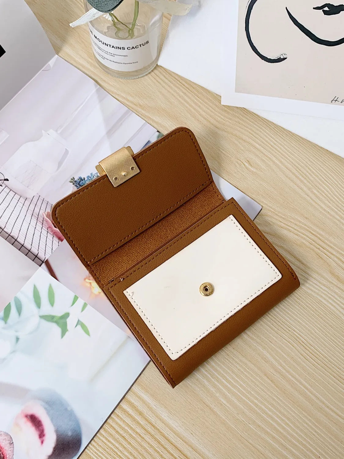 Contrast PU Leather Wallet - Premium Wallet from Trendsi - Just $19.99! Shop now at Handbags Specialist Headquarter