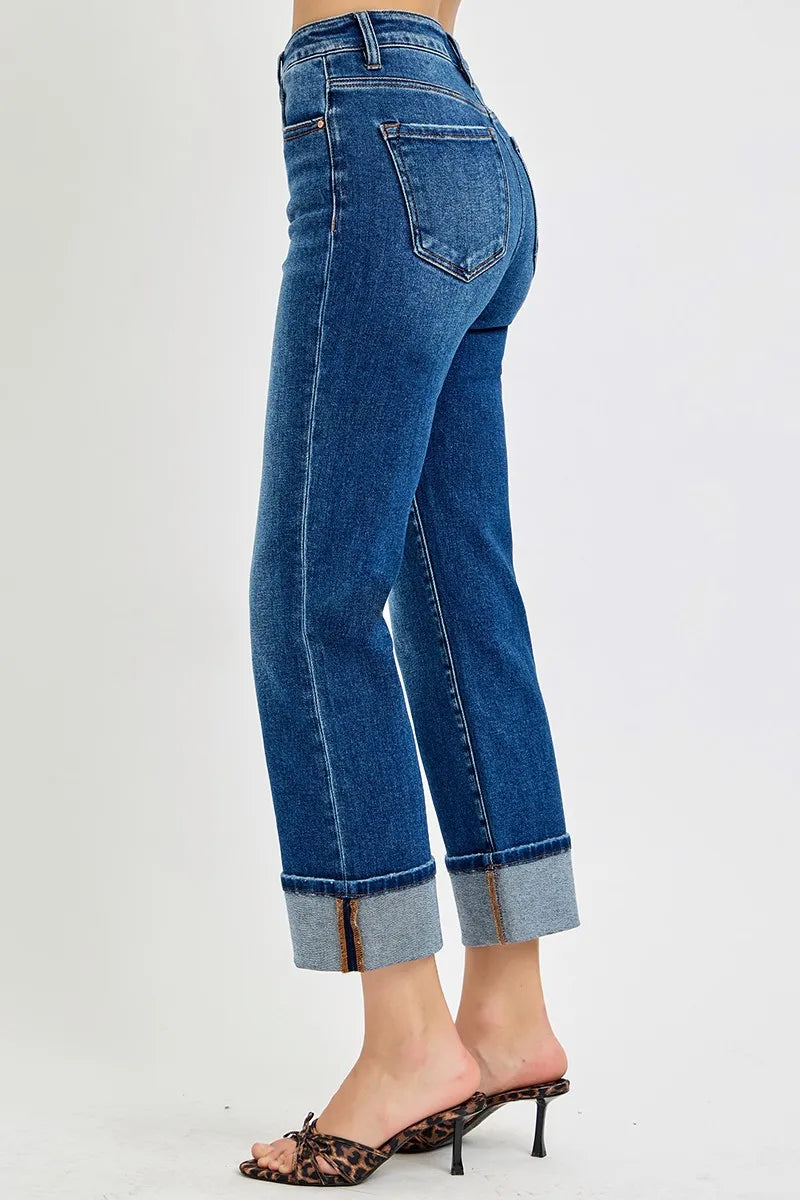 RISEN Full Size High Rise Ankle Straight Cuffed Jeans Plus Size - Premium Women / Jeans & Denim from Trendsi - Just $63.99! Shop now at Handbags Specialist Headquarter
