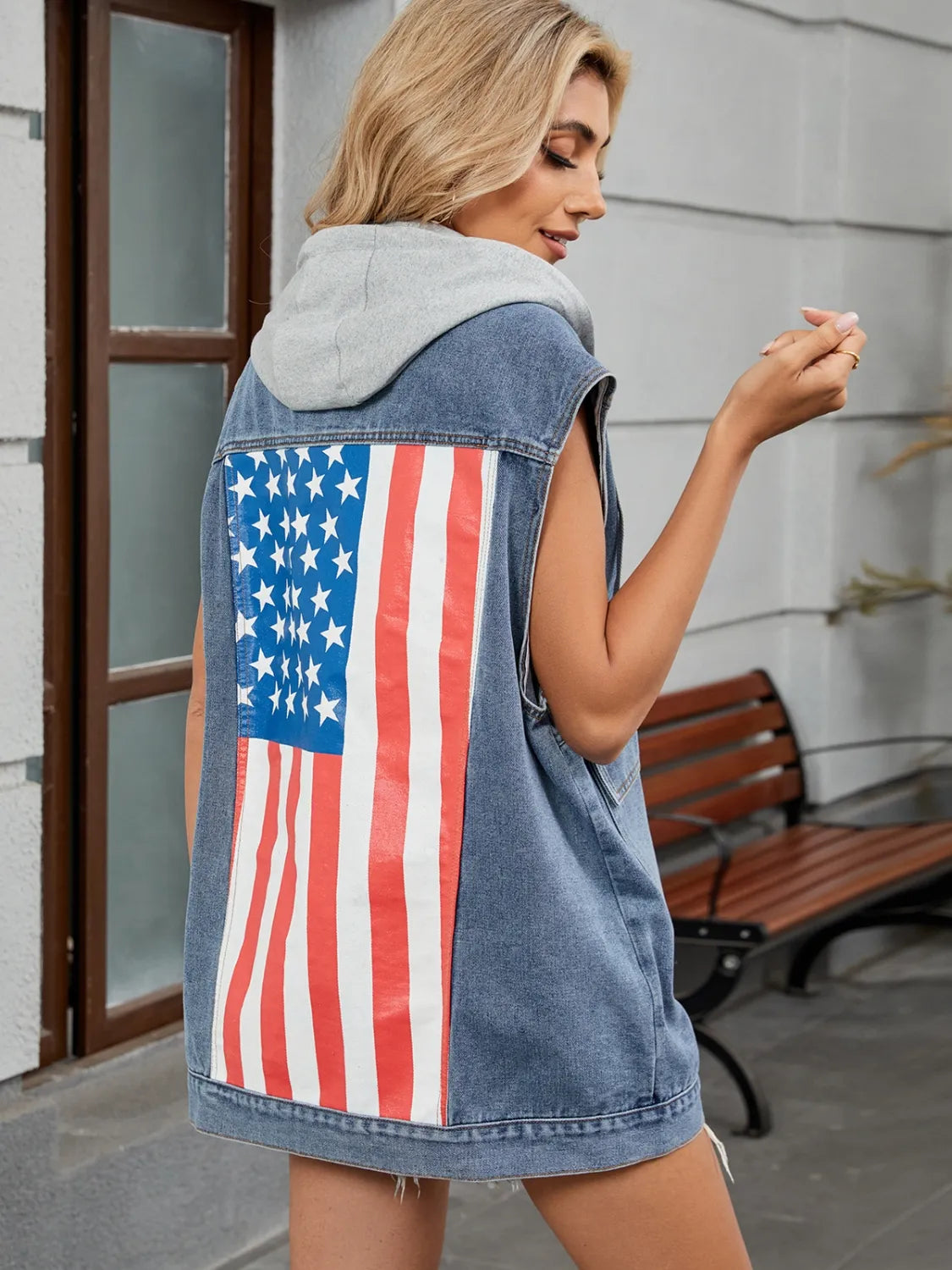 Button Down US Flag Denim Vest - Premium Women / Jeans & Denim from Trendsi - Just $35.30! Shop now at Handbags Specialist Headquarter