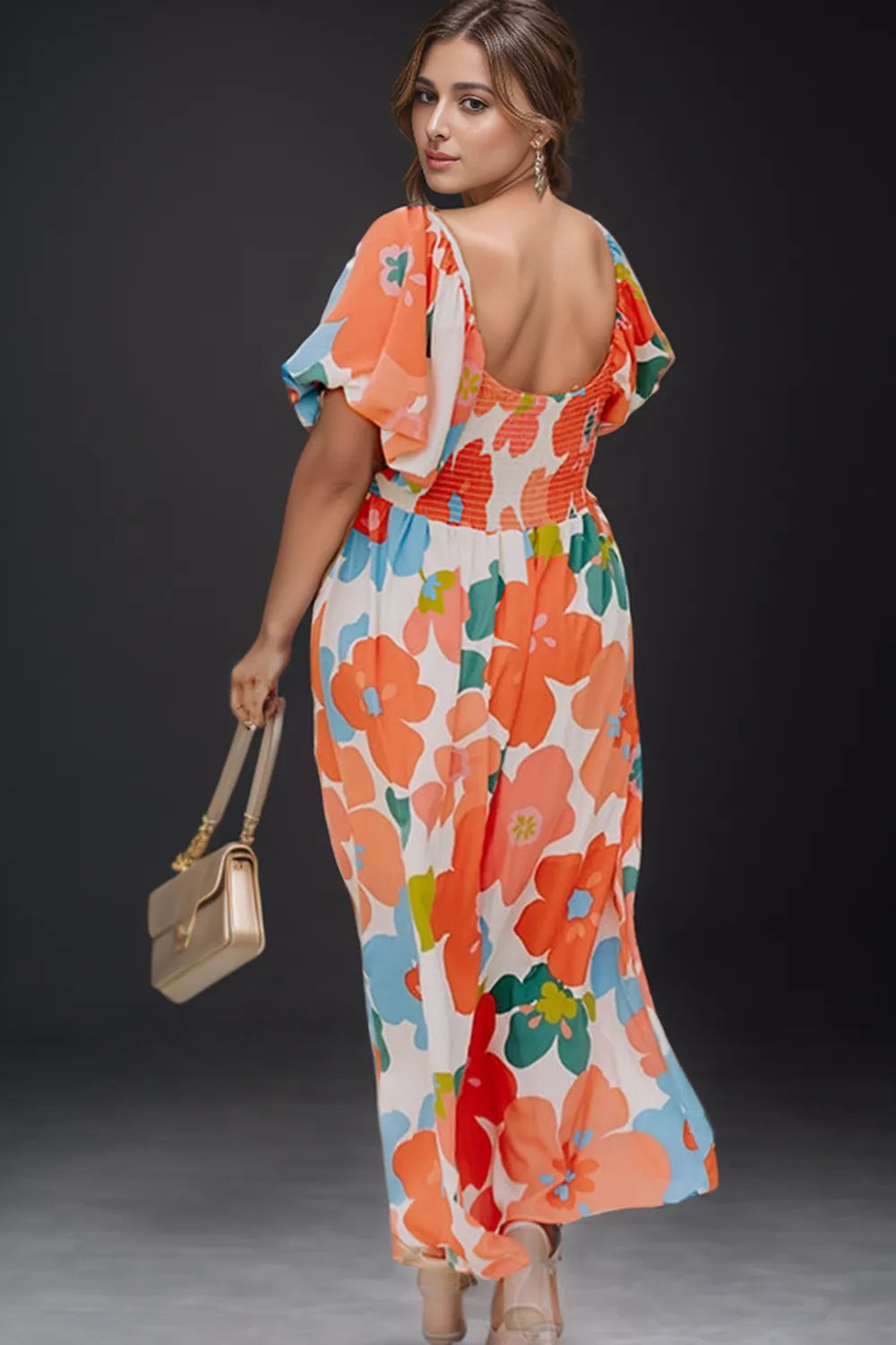 Plus Size Printed Short Sleeve Dress - Premium Dresses from Trendsi - Just $63.99! Shop now at Handbags Specialist Headquarter