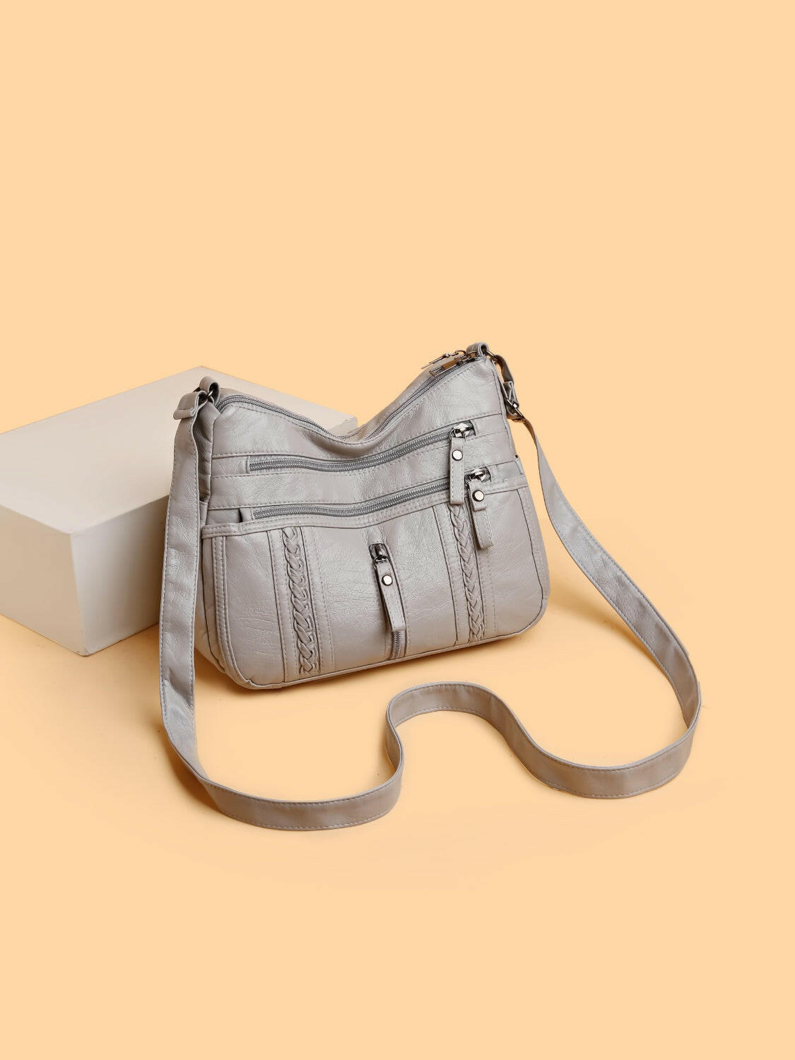 PU Leather Adjustable Strap Shoulder Bag - Premium Shoulder Bags from Trendsi - Just $23.60! Shop now at Handbags Specialist Headquarter