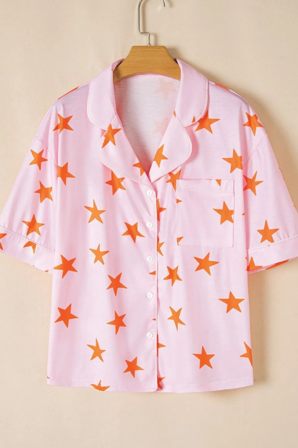 Star Print Short Sleeve Shirt and Shorts Set - Premium Sleepwear from Trendsi - Just $58.99! Shop now at Handbags Specialist Headquarter