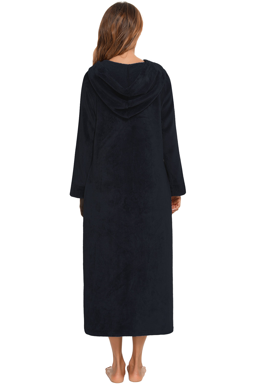 Zip Front Hooded Night Dress with Pockets - Premium Sleepwear from Trendsi - Just $60.99! Shop now at Handbags Specialist Headquarter