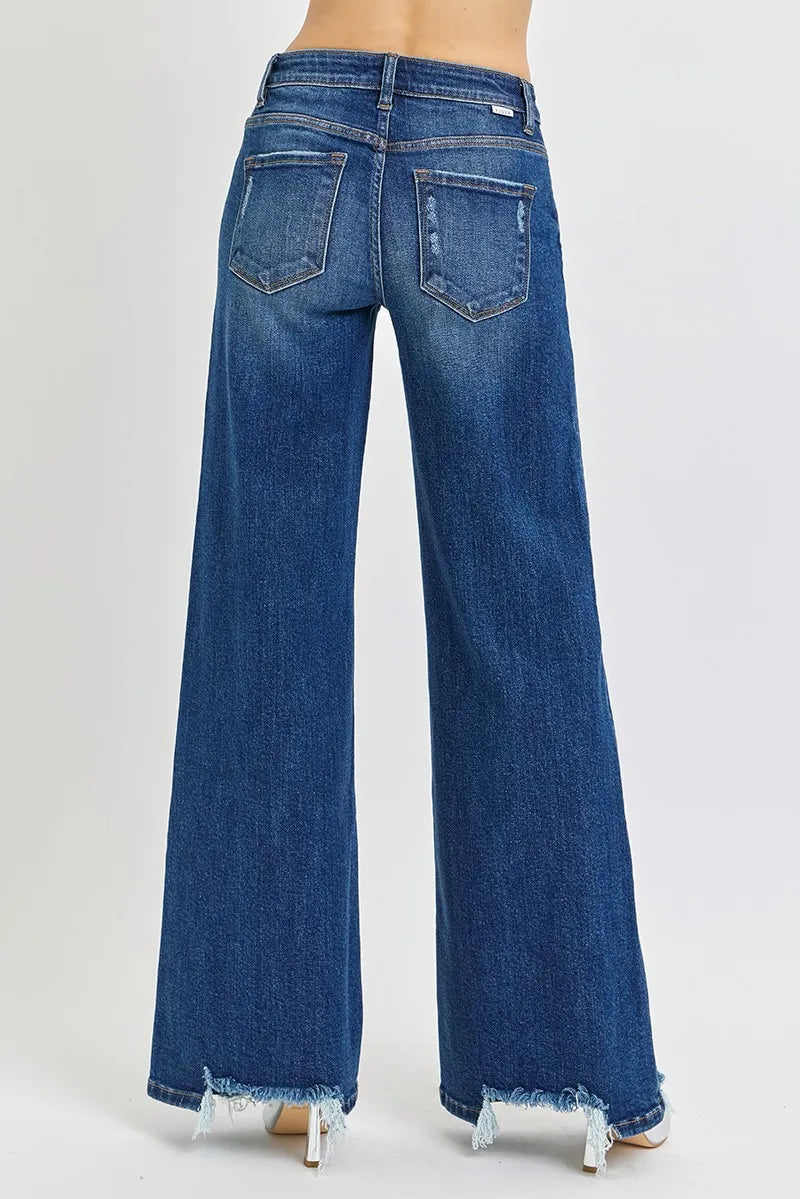 RISEN Full Size Mid Rise Wide Jeans Plus Size - Premium Women / Jeans & Denim from Trendsi - Just $67.99! Shop now at Handbags Specialist Headquarter