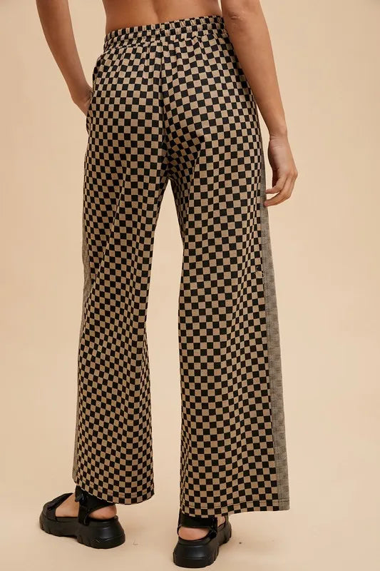Annie Wear Drawstring Checkered Wide Leg Pants - Premium Bottoms from Trendsi - Just $48.58! Shop now at Handbags Specialist Headquarter