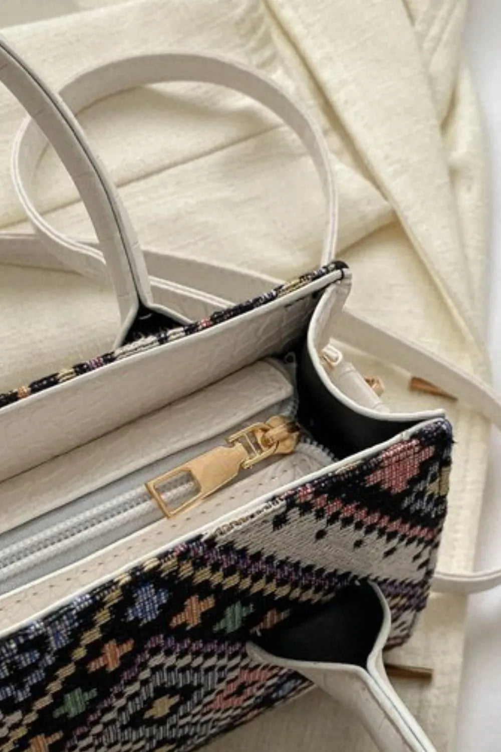 Geometric PU Leather Strap Handbag - Premium handbags from Trendsi - Just $19.99! Shop now at Handbags Specialist Headquarter