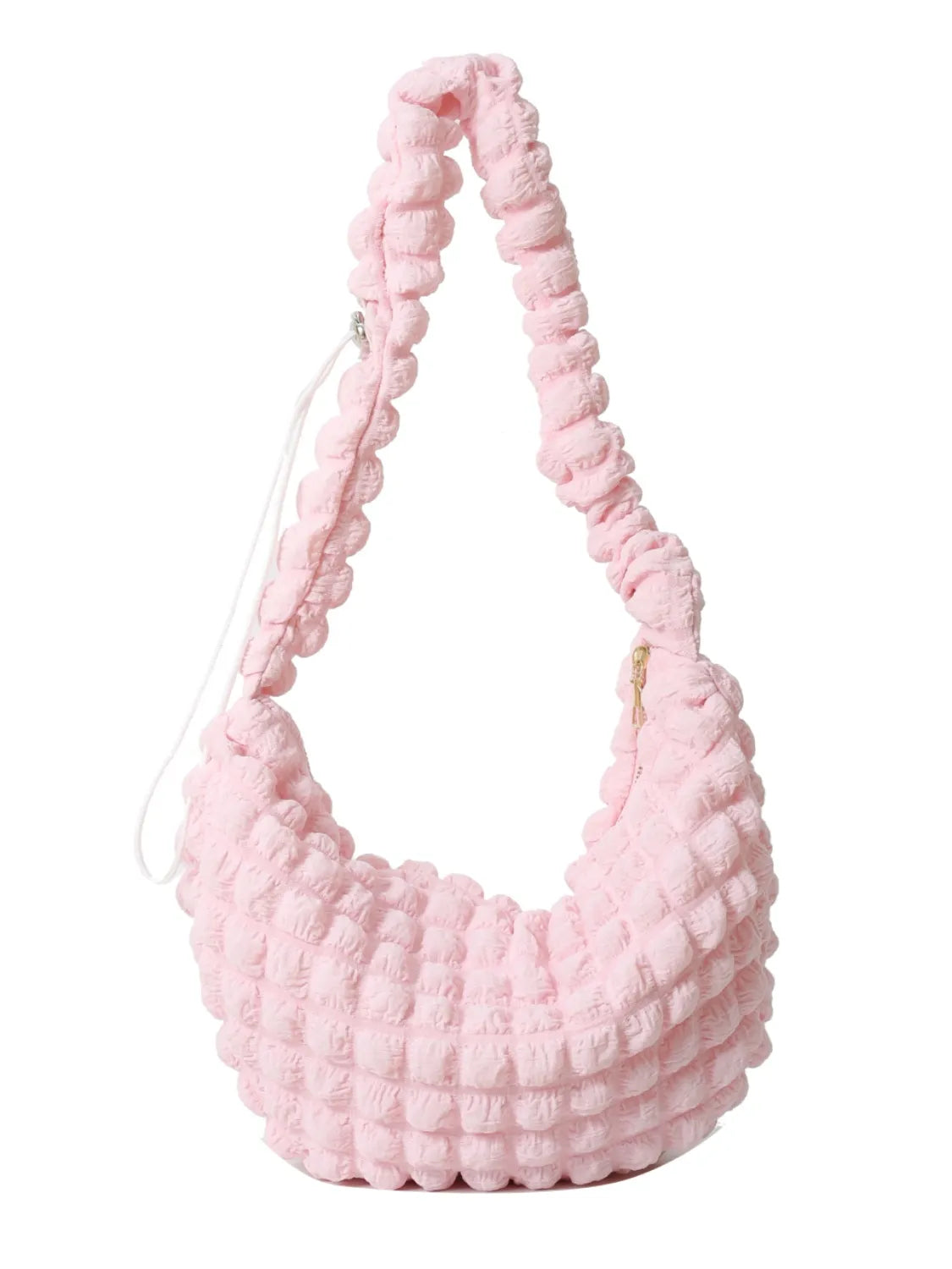 Drawstring Strap Bubble Textured Shoulder Bag.