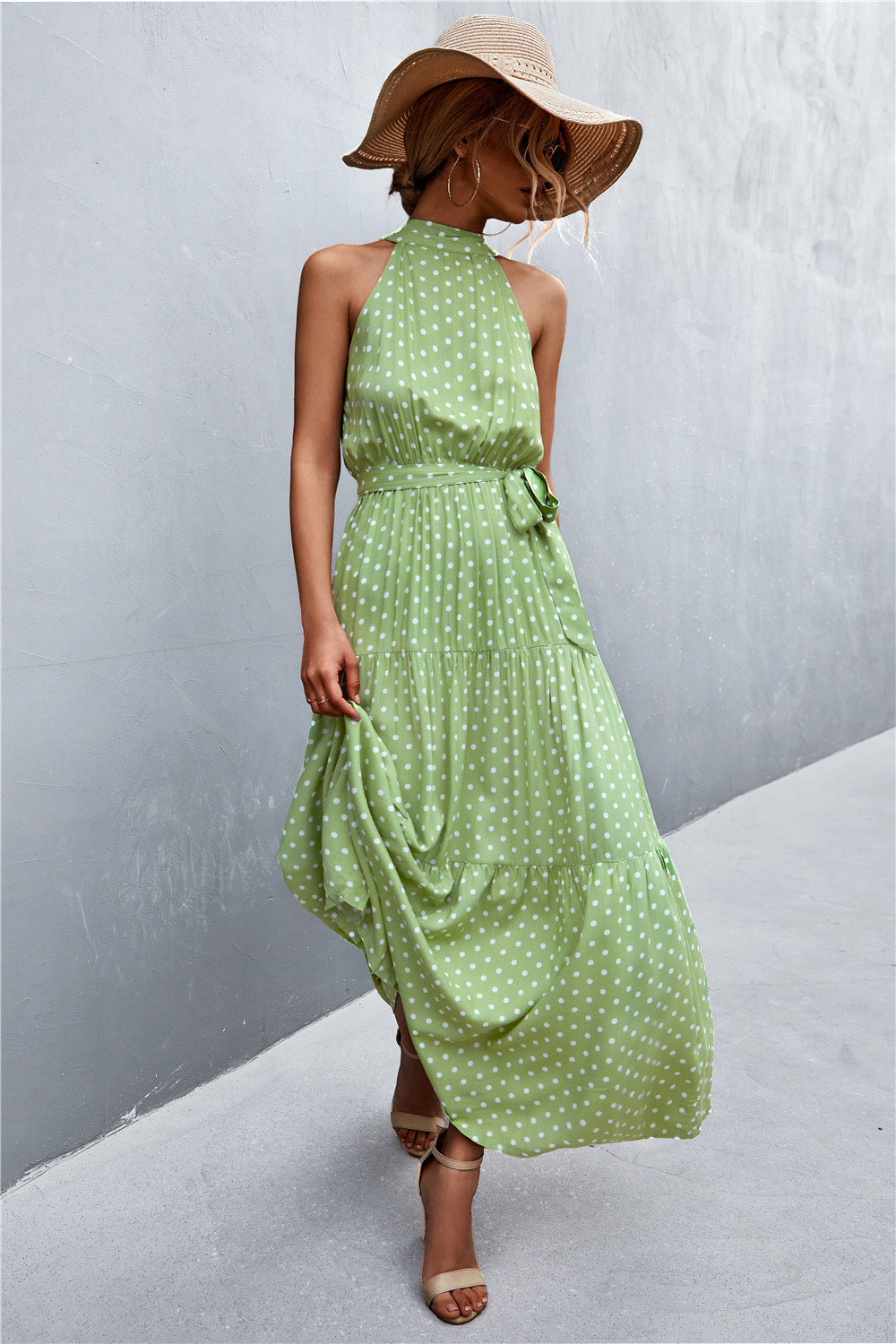 Printed Sleeveless Tie Waist Maxi Dress - Premium Maxi Dress from Trendsi - Just $36.99! Shop now at Handbags Specialist Headquarter