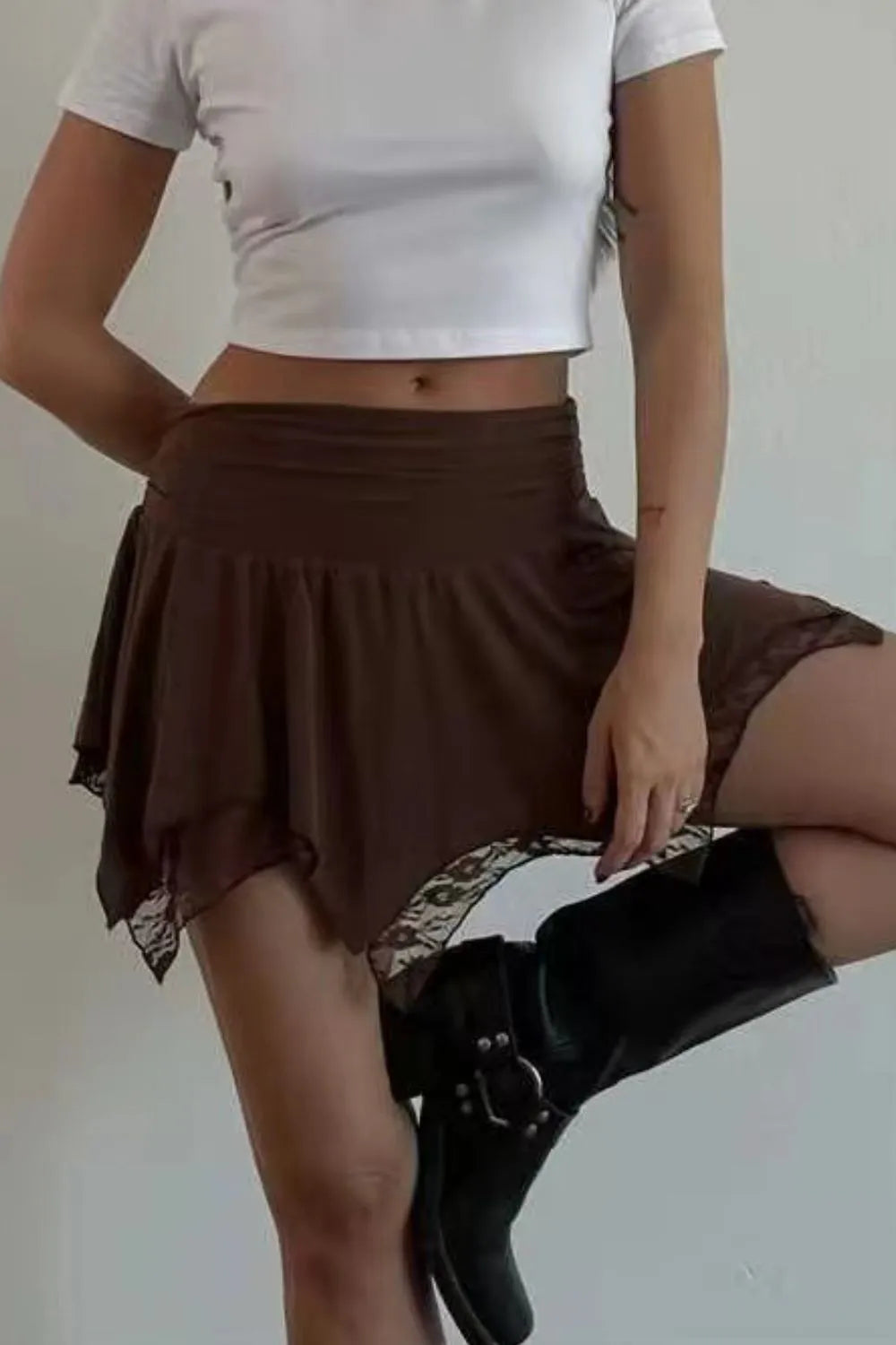 Lace Mini Skirt - Premium Skirts from Trendsi - Just $29.99! Shop now at Handbags Specialist Headquarter