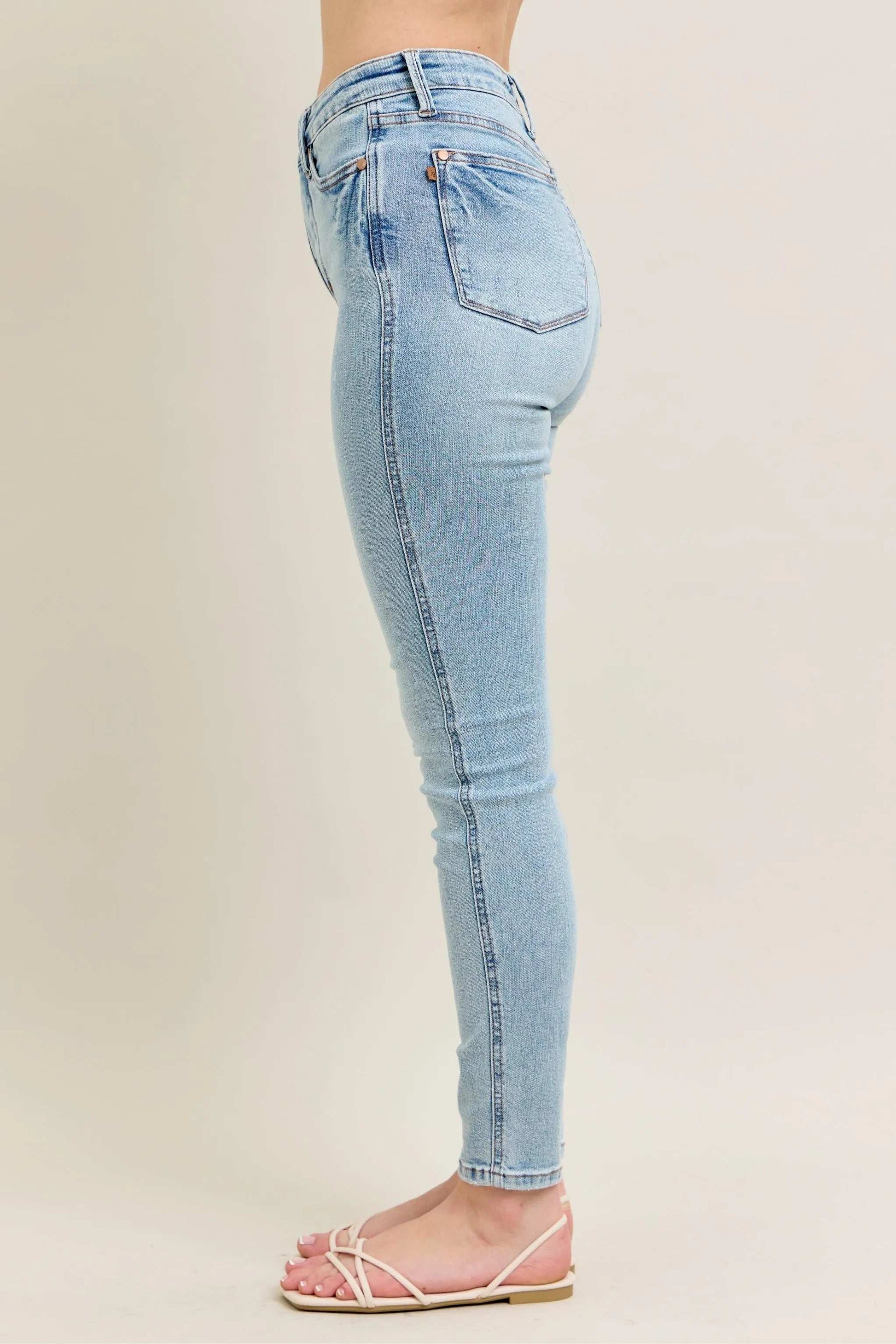 Judy Blue Full Size Mr Tummy Control Vintage Wash Skinny Jeans Plus Size - Premium Women / Jeans & Denim from Trendsi - Just $64.99! Shop now at Handbags Specialist Headquarter