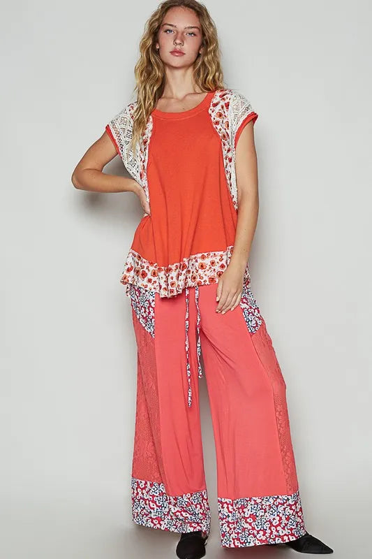 POL Floral Frayed Hem Crochet Cap Sleeve Top - Premium Women / Jeans & Denim from Trendsi - Just $55.08! Shop now at Handbags Specialist Headquarter