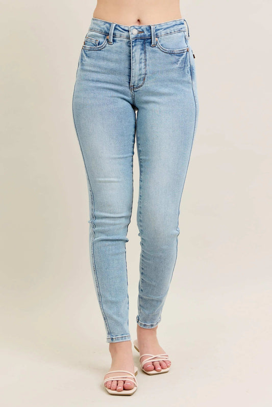 Judy Blue Full Size Mr Tummy Control Vintage Wash Skinny Jeans Plus Size - Premium Women / Jeans & Denim from Trendsi - Just $64.99! Shop now at Handbags Specialist Headquarter