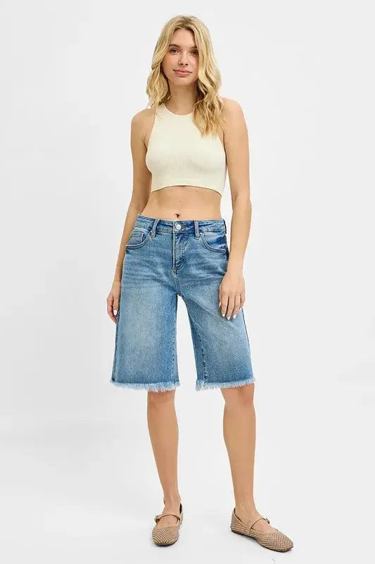 RISEN Plus Size Tummy Control Mid Rise Fit Bermuda.