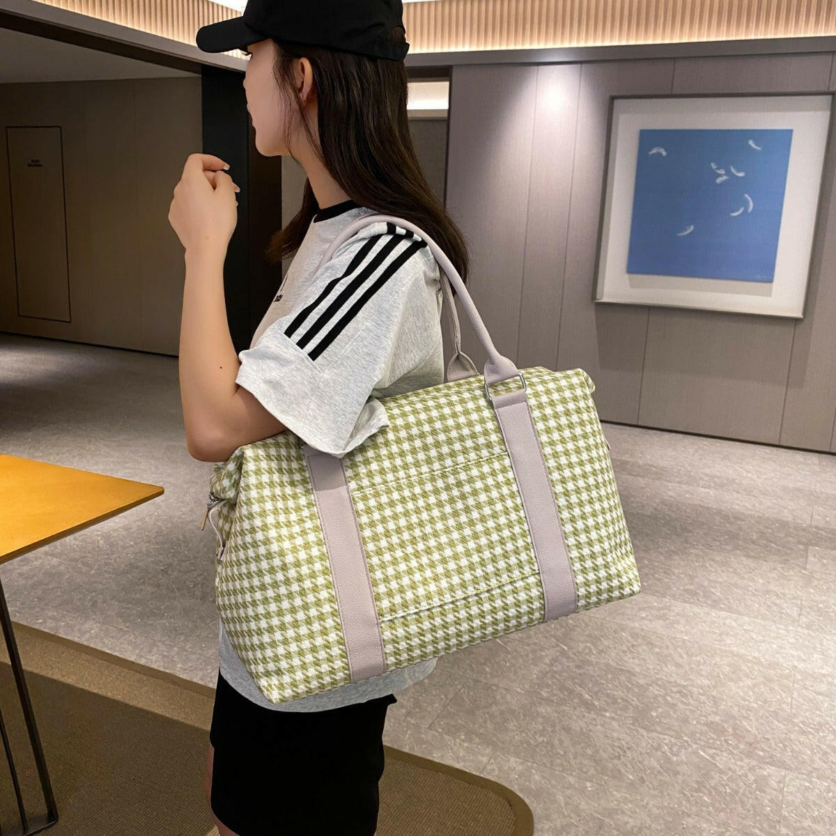Houndstooth Canvas Travel Bag.