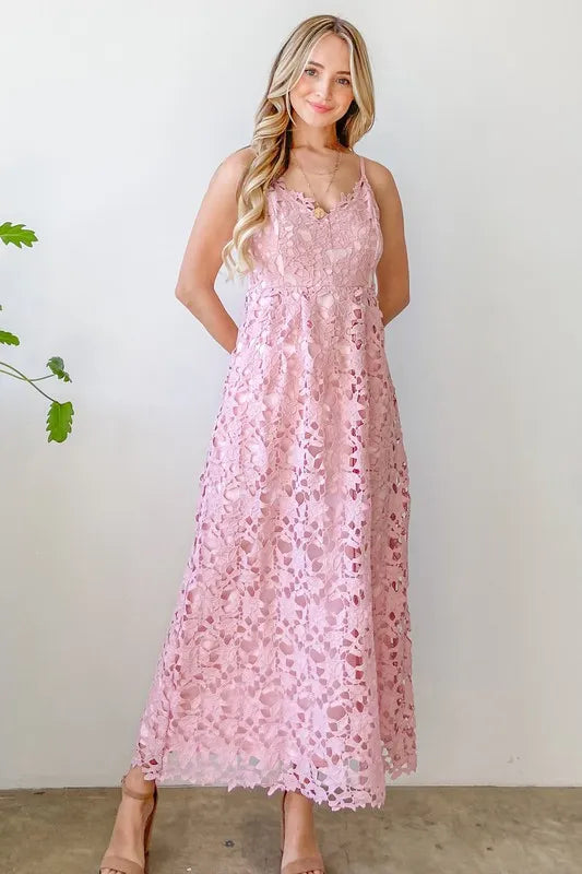 And The Why Lace Maxi Cami Dress - Premium Maxi Dress from Trendsi - Just $56.99! Shop now at Handbags Specialist Headquarter