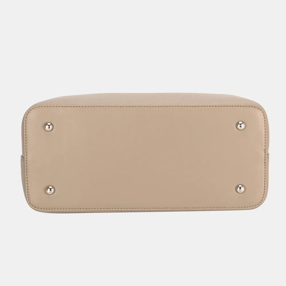 David Jones PU Leather Twist-Lock Tote Bag - Premium Tote Bag from Trendsi - Just $53.99! Shop now at Handbags Specialist Headquarter