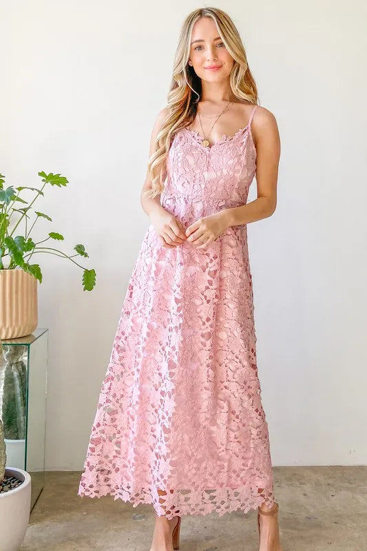 And The Why Lace Maxi Cami Dress - Premium Maxi Dress from Trendsi - Just $56.99! Shop now at Handbags Specialist Headquarter