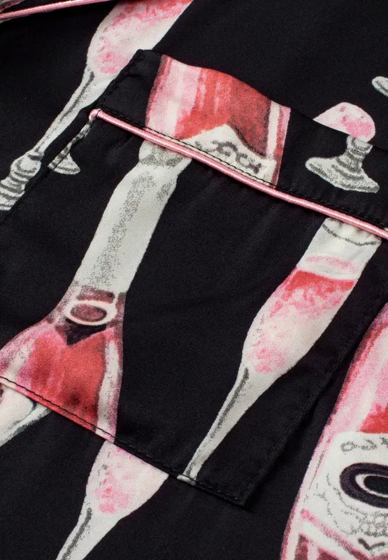 Champagne Print Short Sleeve Top and Shorts Set - Premium Sleepwear from Trendsi - Just $56.99! Shop now at Handbags Specialist Headquarter