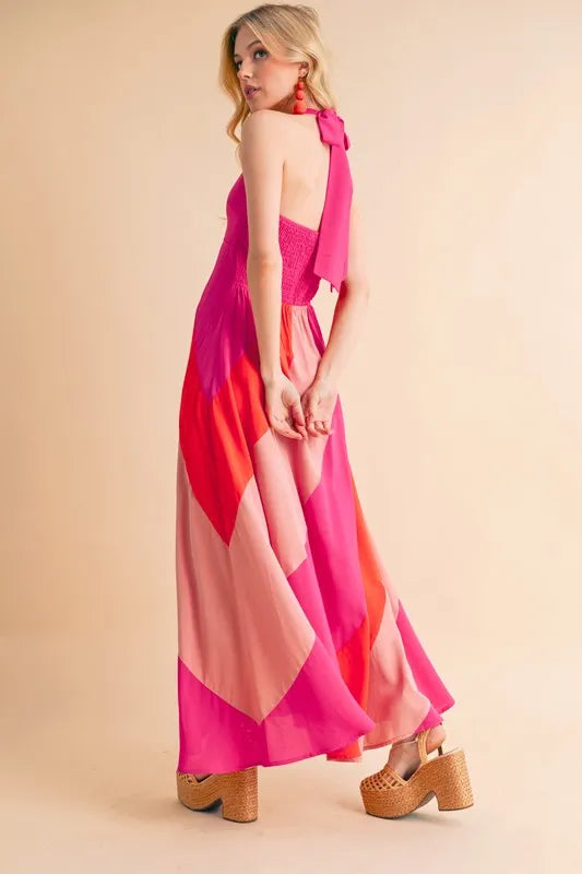 Aemi+Co Color Block Sleeveless Maxi Dress - Premium Maxi Dress from Trendsi - Just $57.99! Shop now at Handbags Specialist Headquarter