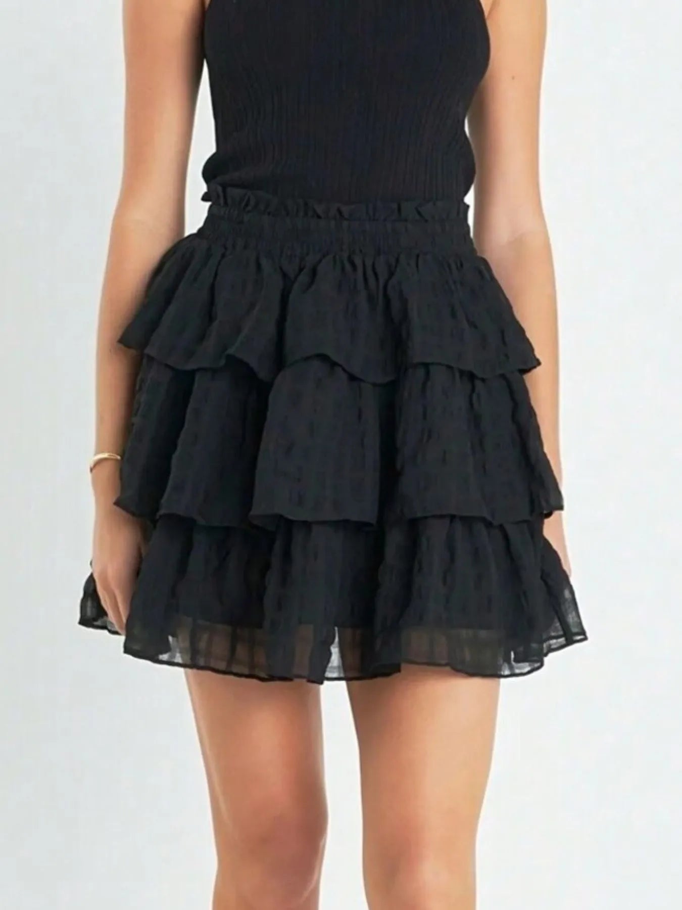 Ruffle Layered Mini Skirt - Premium Skirts from Trendsi - Just $37.99! Shop now at Handbags Specialist Headquarter