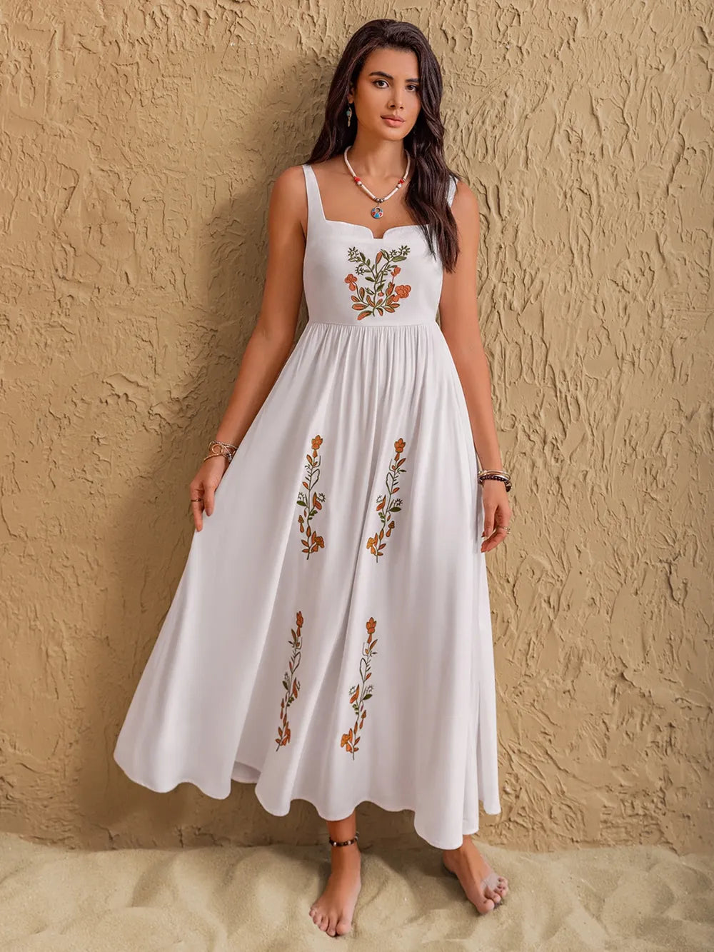 Floral Embroidered Sleeveless Maxi Dress - Premium Maxi Dress from Trendsi - Just $52.99! Shop now at Handbags Specialist Headquarter