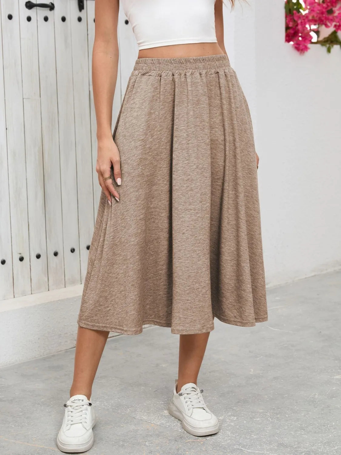 Elastic Waist Skirt With Pockets - Premium Skirts from Trendsi - Just $23.99! Shop now at Handbags Specialist Headquarter