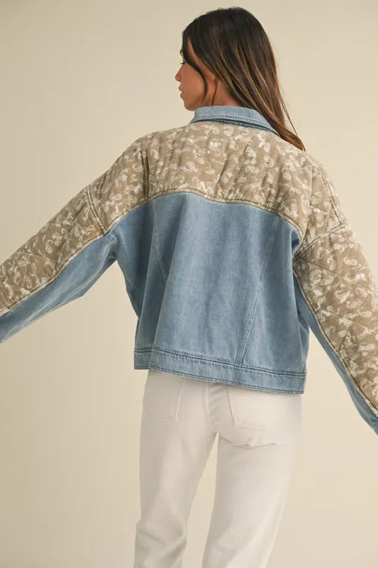 MABLE Quilted Paisley Print Contrast Denim Jacket - Premium Women / Jeans & Denim from Trendsi - Just $71.56! Shop now at Handbags Specialist Headquarter