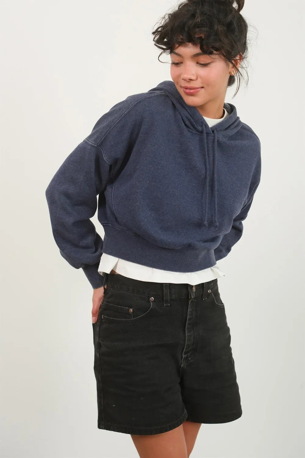 HYFVE Drop Shoulder Cropped Hoodie - Premium Sleepwear from Trendsi - Just $41.99! Shop now at Handbags Specialist Headquarter