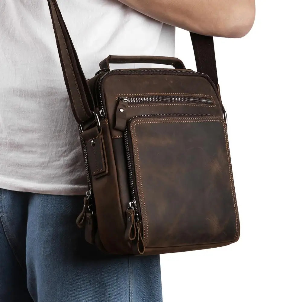 JOYIR New Genuine Leather Men Vintage Handbags Small Flap Men's Shoulder Bag Casual Office Messenger Bags Fashion Crossbody Bag - Premium from eprolo - Just $73.46! Shop now at Handbags Specialist Headquarter