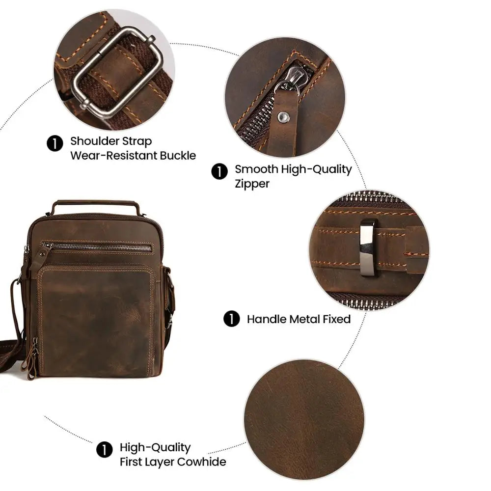 JOYIR New Genuine Leather Men Vintage Handbags Small Flap Men's Shoulder Bag Casual Office Messenger Bags Fashion Crossbody Bag - Premium from eprolo - Just $73.46! Shop now at Handbags Specialist Headquarter