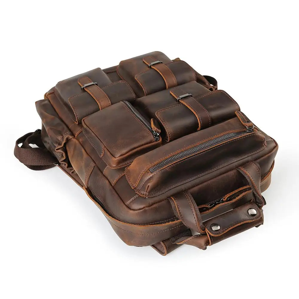 Custom ODM &OEM Retro Genuine Crazy Horse Leather Men Laptop Backpack Luxury Vintage Pure Real Cow Leather Backpack Man - Premium Backpack Bags from Handbags Specialist Headquarter - Just $165.99! Shop now at Handbags Specialist Headquarter