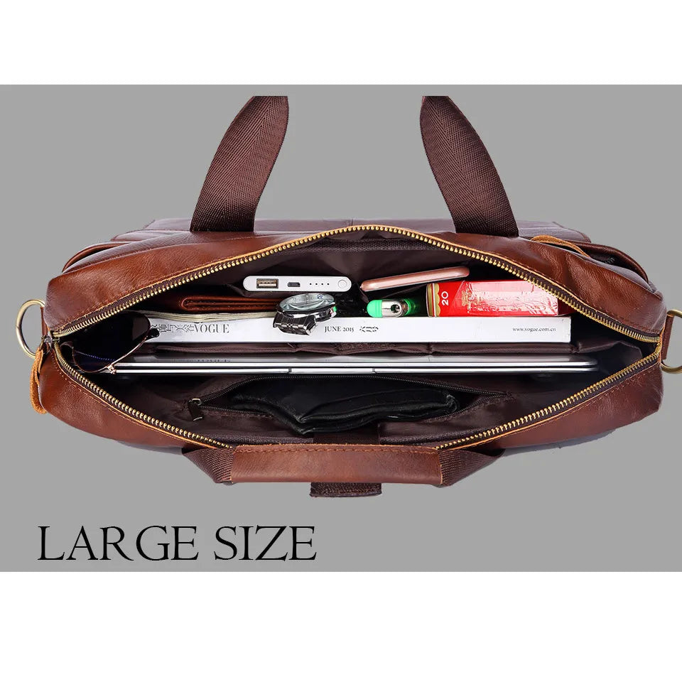 Men Genuine Leather Handbags Casual Leather Laptop Bags Male Business Travel Messenger Bags Men's Crossbody Shoulder Bag - Premium from LACHIOUR Store - Just $169.99! Shop now at Handbags Specialist Headquarter