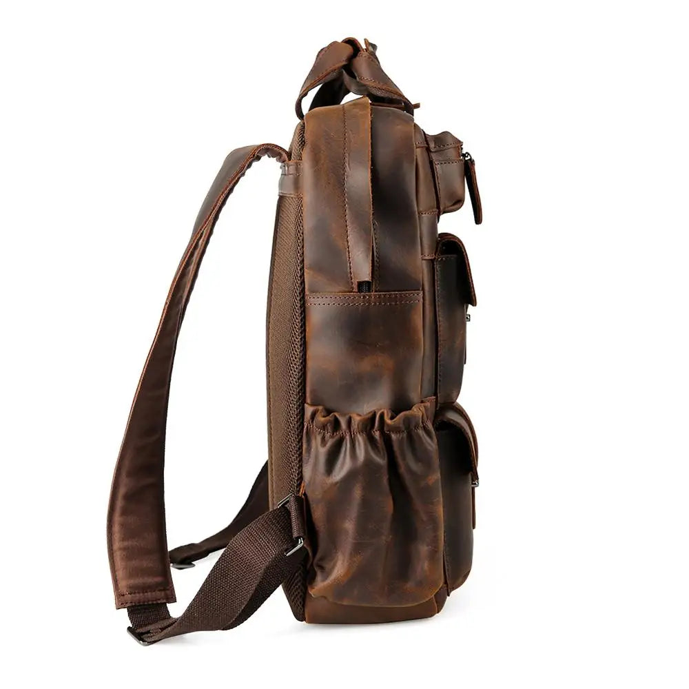 Custom ODM &OEM Retro Genuine Crazy Horse Leather Men Laptop Backpack Luxury Vintage Pure Real Cow Leather Backpack Man - Premium Backpack Bags from Handbags Specialist Headquarter - Just $165.99! Shop now at Handbags Specialist Headquarter