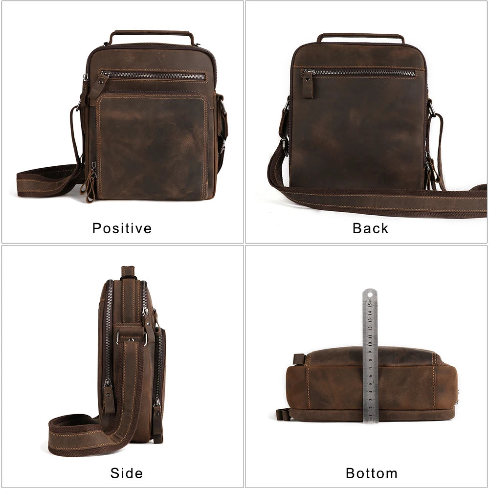 JOYIR New Genuine Leather Men Vintage Handbags Small Flap Men's Shoulder Bag Casual Office Messenger Bags Fashion Crossbody Bag - Premium from eprolo - Just $73.46! Shop now at Handbags Specialist Headquarter