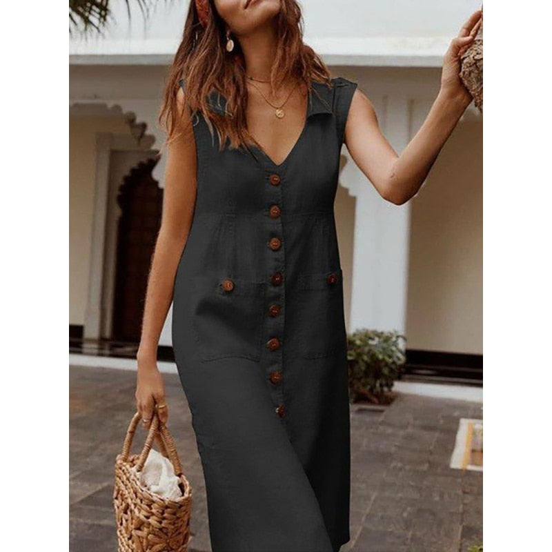 Vintage Fashion Loose Comfortable V-neck Dresses - Premium from Shop1103664268 Store - Just $29.99! Shop now at Handbags Specialist Headquarter