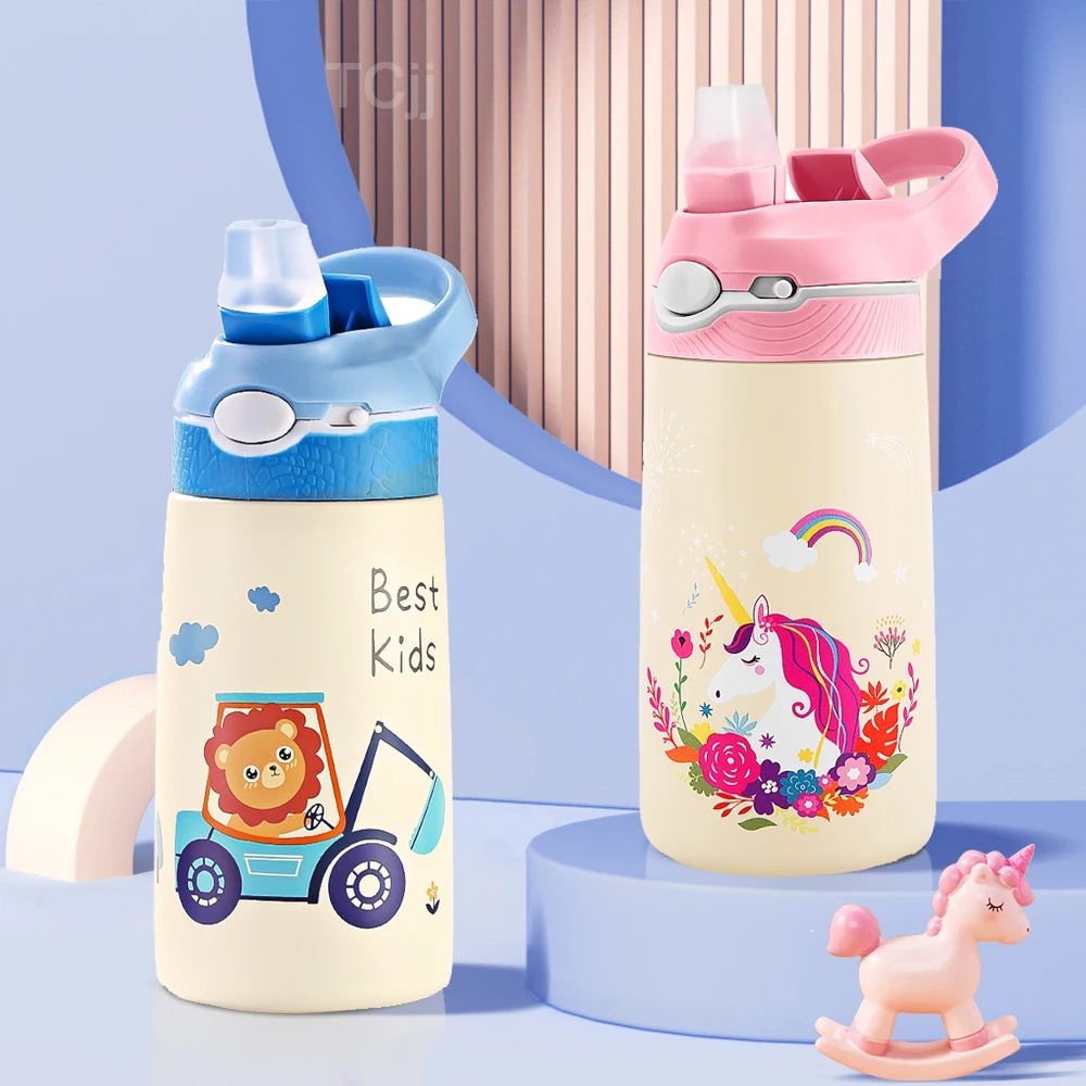 400ML Kids Water Bottle Cartoon Animal Children's Cup With Straw Stainless Steel Vacuum Flacks Thermos Bottle Thermal Mug Cups - Premium Water Bottles from eprolo - Just $28.75! Shop now at Handbags Specialist Headquarter