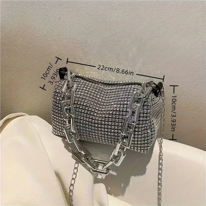 Rhinestone Bucket Bag - Glittering Evening Accessory - Premium Crossbody Bags from Shop1103841340 Store - Just $19.49! Shop now at Handbags Specialist Headquarter