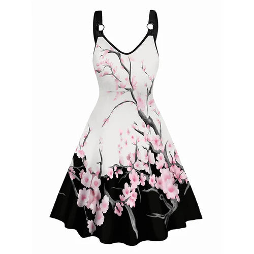 Dressfo Women's Summer Dresses Halloween Rose Injured Skull Print Hem - Premium from Dressfo Gothic Clothing Store - Just $31.99! Shop now at Handbags Specialist Headquarter