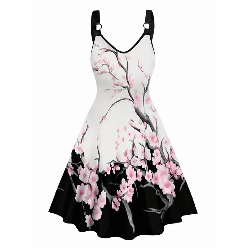 Dressfo Women's Summer Dresses Halloween Rose Injured Skull Print Hem - Premium from Dressfo Gothic Clothing Store - Just $31.99! Shop now at Handbags Specialist Headquarter