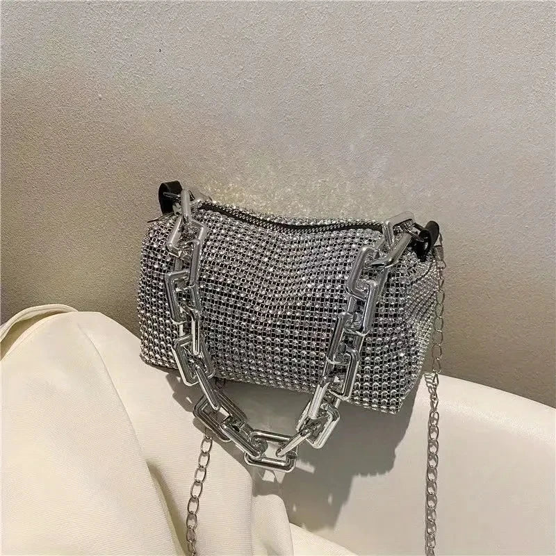 Rhinestone Bucket Bag - Glittering Evening Accessory - Premium Crossbody Bags from Shop1103841340 Store - Just $19.49! Shop now at Handbags Specialist Headquarter