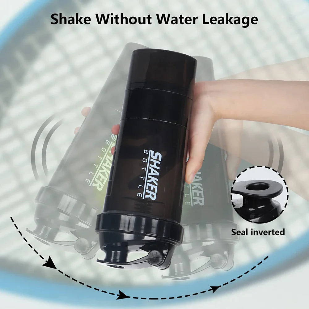 3-Layer Protein Shaker Bottle – Leakproof, BPA-Free, with Powder & Pill Storage for Fitness and Gym - Premium Water Bottles from Stone's Store - Just $20.49! Shop now at Handbags Specialist Headquarter