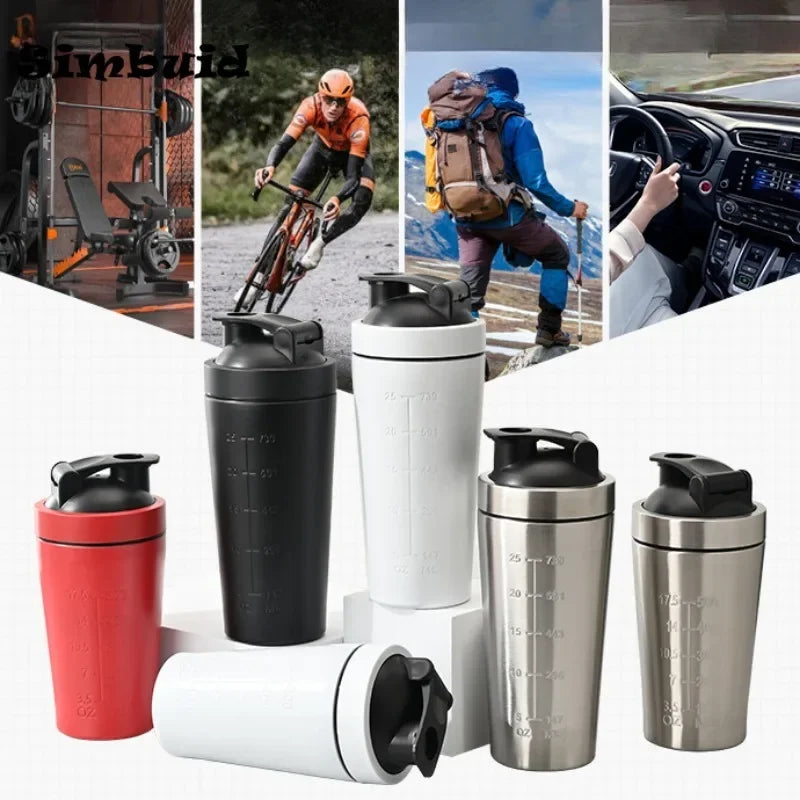 500ML/750ML Stainless Steel Protein Powder Shaker Bottle with Steel Ball and Scale Leak Proof Gym Fitness Sport Whey Shakes Cup - Premium Water Bottles from Stone's Store - Just $18.99! Shop now at Handbags Specialist Headquarter
