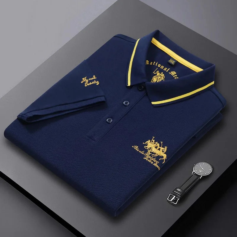 New Summer Korean Embroidered Polo Shirt Men's Luxury Top Casual Lapel Short Sleeve T-shirt Fashion Anti-wrinkle Men T Shirt - Premium Men's Polo shirt from Handbags Specialist Headquarter - Just $28.95! Shop now at Handbags Specialist Headquarter