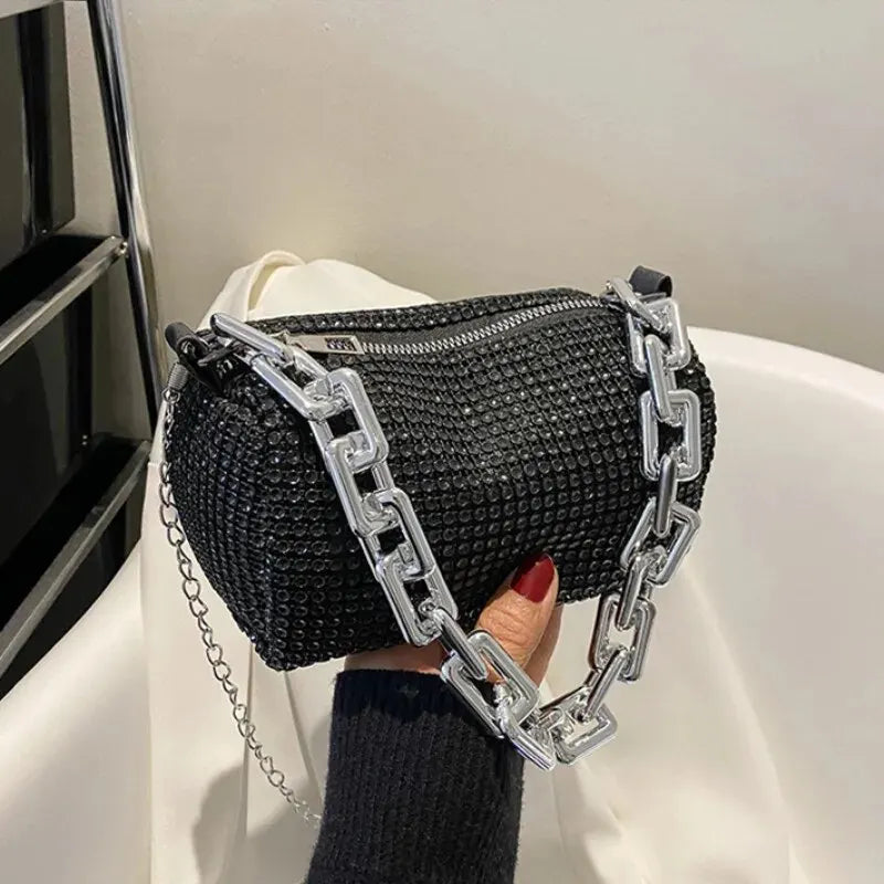 Rhinestone Bucket Bag - Glittering Evening Accessory - Premium Crossbody Bags from Shop1103841340 Store - Just $19.49! Shop now at Handbags Specialist Headquarter