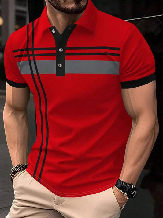 Manfinity Mode Men Plaid Contrast Color Polo Shirt Graphic Short Sleeve Men's Business Polo Shirt Flip Collar Casual T-shirt - Premium Men's Polo shirt from Handbags Specialist Headquarter - Just $30.95! Shop now at Handbags Specialist Headquarter