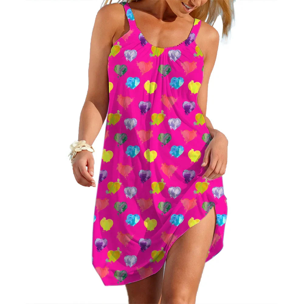 Women's Slip Dress Heart Shape Casual Beach Clothes Summer Woman Seaside Skirt Streetwear Lady Soft Dresses Sleevesless Tops - Premium from Shop1103877602 Store - Just $25.99! Shop now at Handbags Specialist Headquarter
