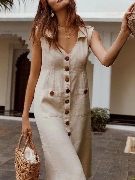 Vintage Fashion Loose Comfortable V-neck Dresses - Premium from Shop1103664268 Store - Just $29.99! Shop now at Handbags Specialist Headquarter