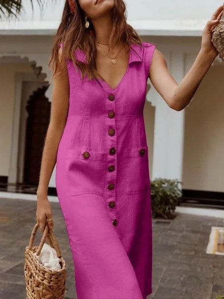 Vintage Fashion Loose Comfortable V-neck Dresses - Premium from Shop1103664268 Store - Just $29.99! Shop now at Handbags Specialist Headquarter